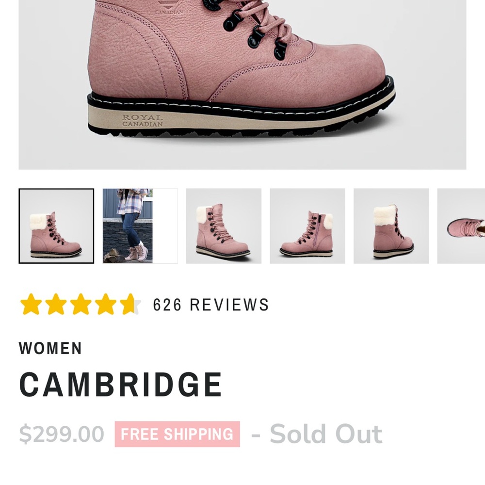 Royal Canadian Cambridge Pink Winter Boots